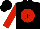 Black, black 'jp' on red ball, red slvs