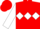 Red, black 'sm', red, black and white diamond hoop on sleeves, red cap