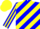 blue and yellow diagonal stripes, blue sleeves, yellow stripes, yellow cap
