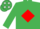 EMERALD GREEN, red diamond, red cap, white stars
