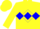 Yellow, blue diamond belt, blue diamond band on slvs