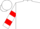 White, red circled 'h', red hoops on sleeves