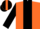 Orange, black panel, orange bars on black sleeves