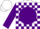 White, pink 'jh' on purple ball, pink and purple blocks on sleeves, white cap