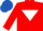 Red, white inverted triangle, white armlet, royal blue cap