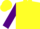 Yellow, purple 's', purple triangles on sleeves, yellow cap