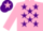 Pink, Purple stars, Pink sleeves, Purple cap, Pink star