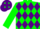 Kelly green and purple diamonds, purple cap, green diamonds