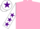 Pink, white sleeves, purple stars, white cap, purple star