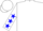 White, blue 'u' , blue stars on sleeves