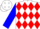 White, blue 'cr', red diamonds on blue sleeves