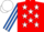 Red, white stars, royal blue and white striped sleeves, white cap