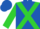 Royal blue, lime cross sashes, lime sleeves