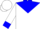 White 'rr' on blue yoke, blue cuffs