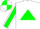 White, green triangle, green sleeves, white seams, green and white quartered cap