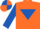 Orange, royal blue inverted triangle & sleeves, royal blue & orange quartered cap