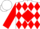 White, red diamond frame, red diamonds and cuffs on sleeves