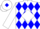 White, blue diamonds, blue 'h' on white diamond