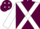 Maroon, white cross sashes, white sleeves, maroon armlet, maroon cap, white diamonds