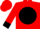 Red, 'jj' on black ball, black cuffs