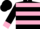 Black, pink hoops, pink cuffs, black cap