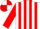 White, red checks, red stripes on sleeves, white and red quartered cap