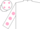 White, pink peony, pink dots on sleeves, white cap, pink dots