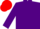 Purple, red and gold overlapping triangles, purple sleeves, red cap