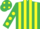 Emerald green and yellow stripes, emerald green sleeves, yellow spots and cap