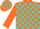 Orange & turquoise blocks, orange sleeves