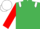 Emerald green, white epaulets, red sleeves, white cap