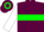 Maroon, green hoop, white slvs