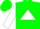 Green, green 'tp' on white triangle, white slvs