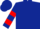 Dark blue, red 'cp', red bars on sleeves
