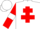 White, red cross of lorraine, red sleeves, white armlets