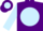 Purple, horse and dog emblem on light blue ball, purple hoops on light blue slvs