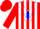 Red & white panels, white star on blue v yoke, red sleeves