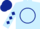 Light blue, dark blue circle,dark blue diamonds on sleeves, dark blue cap