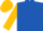 Royal blue, gold lion, royal blue diamonds on gold sleeves, royal blue and gold cap