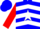 Blue, red 'h' on white star, white chevrons on red sleeves