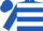 Royal blue, white crossed sashes, white hoops