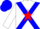White, blue cross belts, red star, blue bars on white sleeves, blue cap