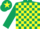 Dark green & yellow check, dark green cap, yellow star