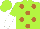 Lime green, copper dots, lime green and white halved slvs
