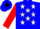 Blue, white stars, black 'tlc' on white star, red  sleeves