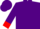 Purple, red 'b' in horseshoe, red cuffs