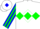 White, blue & green diamond hoop, blue & green diamond stripe on sleeves