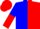 Blue and red halved, reversed sleeves, halved cap