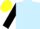 Light blue body, black arms, yellow cap