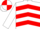 White, red chevrons, red and white quartered cap